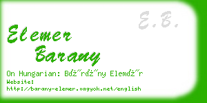 elemer barany business card